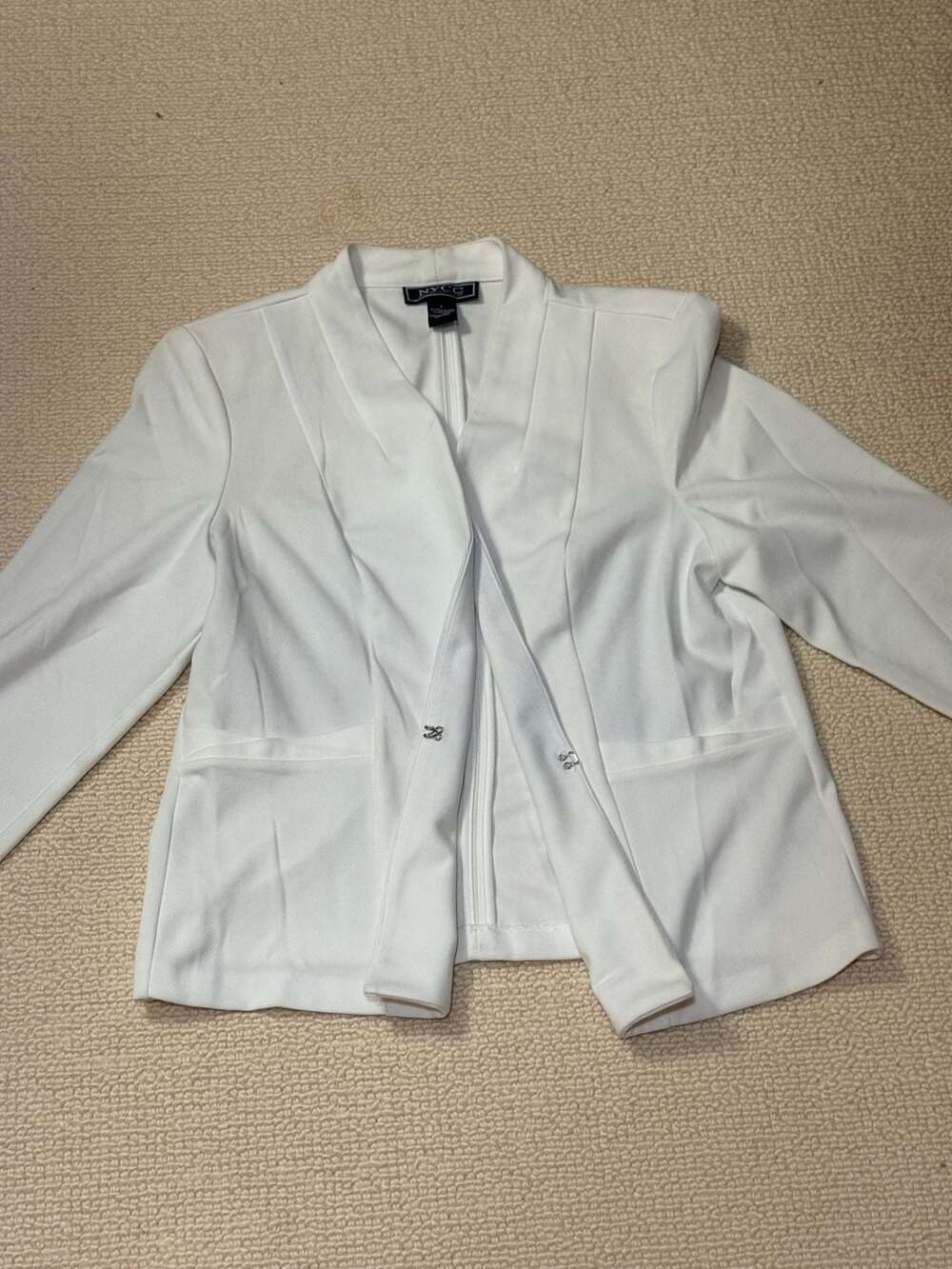 NYCC New York Clothing Co. Women's White Open Front Blazer Jacket Size L